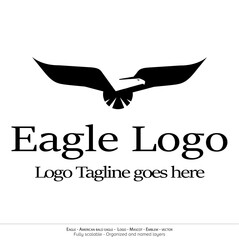 Eagle Logo, Flying Bird Emblem. dove mascot. American Bald Eagle silhouette logo. Minimal design, minimalistic logo vector