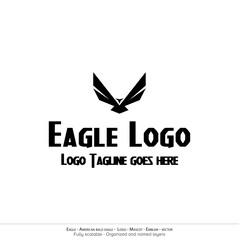 Eagle Logo, Flying Bird Emblem. dove mascot. American Bald Eagle silhouette logo. Minimal design, minimalistic logo vector