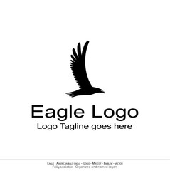 Eagle Logo, Flying Bird Emblem. dove mascot. American Bald Eagle silhouette logo. Minimal design, minimalistic logo vector
