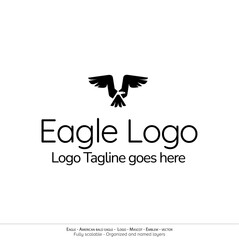 Eagle Logo, Flying Bird Emblem. dove mascot. American Bald Eagle silhouette logo. Minimal design, minimalistic logo vector