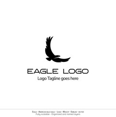 Obraz premium Eagle Logo, Flying Bird Emblem. dove mascot. American Bald Eagle silhouette logo. Minimal design, minimalistic logo vector