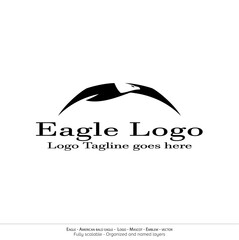 Eagle Logo, Flying Bird Emblem. dove mascot. American Bald Eagle silhouette logo. Minimal design, minimalistic logo vector