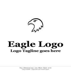 Naklejka premium Eagle Logo, Flying Bird Emblem. dove mascot. American Bald Eagle silhouette logo. Minimal design, minimalistic logo vector