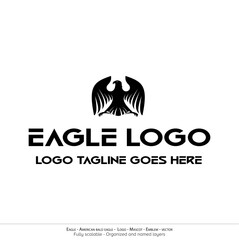 Eagle Logo, Flying Bird Emblem. dove mascot. American Bald Eagle silhouette logo. Minimal design, minimalistic logo vector