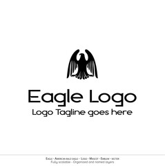 Eagle Logo, Flying Bird Emblem. dove mascot. American Bald Eagle silhouette logo. Minimal design, minimalistic logo vector