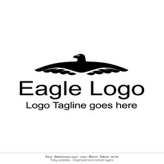 Eagle Logo, Flying Bird Emblem. dove mascot. American Bald Eagle silhouette logo. Minimal design, minimalistic logo vector