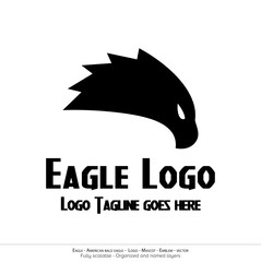 Eagle Logo, Flying Bird Emblem. dove mascot. American Bald Eagle silhouette logo. Minimal design, minimalistic logo vector