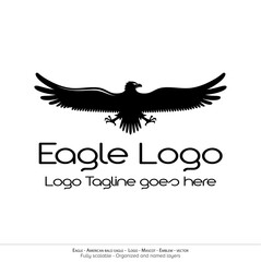 Eagle Logo, Flying Bird Emblem. dove mascot. American Bald Eagle silhouette logo. Minimal design, minimalistic logo vector