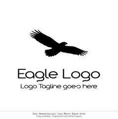 Fototapeta premium Eagle Logo, Flying Bird Emblem. dove mascot. American Bald Eagle silhouette logo. Minimal design, minimalistic logo vector