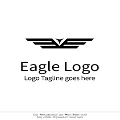 Eagle Logo, Flying Bird Emblem. dove mascot. American Bald Eagle silhouette logo. Minimal design, minimalistic logo vector