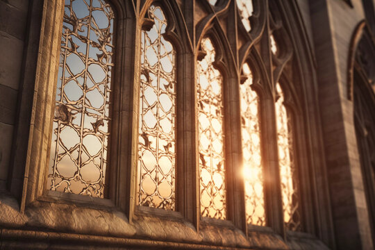 close-up of a gothic window, generative ai