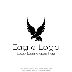 Eagle Logo, Flying Bird Emblem. dove mascot. American Bald Eagle silhouette logo. Minimal design, minimalistic logo vector