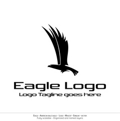 Eagle Logo, Flying Bird Emblem. dove mascot. American Bald Eagle silhouette logo. Minimal design, minimalistic logo vector