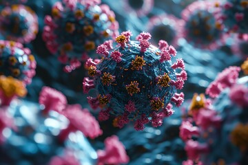3D model of Adeno Associated virus AAV. Adenovirus can cause ARVI and other disease. Outbreaks and pandemic medical health risk concept.