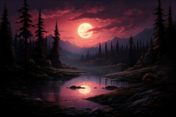 Serene twilight lakes - Generative AI