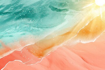 Fototapeta premium ocean and beach with sunrise in the background, in the style of pop inspo,