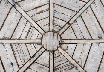 Natural wood beam gazebo floor architectural design