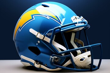 Sky blue football helmet with Los Angeles Chargers logo. Generative AI