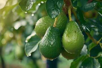 Avocado tree cradling creamy, green avocados, a symbol of wholesome goodness.