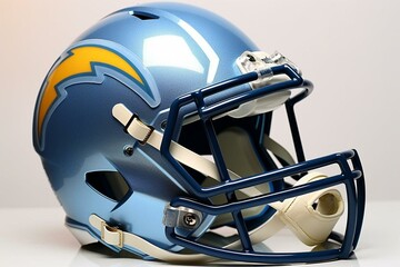 Sky blue football helmet with Los Angeles Chargers logo. Generative AI