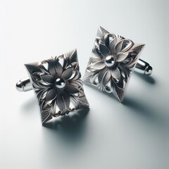 silver cufflinks for suit on white
