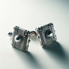 silver cufflinks for suit on white
