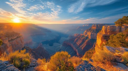 Sunset over Big Canyon inspired by National Park in Arizona - Powered by Adobe