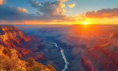 Sunset over Big Canyon inspired by National Park in Arizona