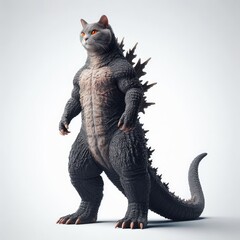 Catzilla animal monster on white
