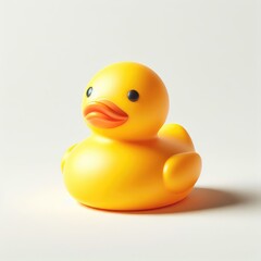 yellow rubber duck on white background
