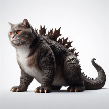 Catzilla animal monster on white
