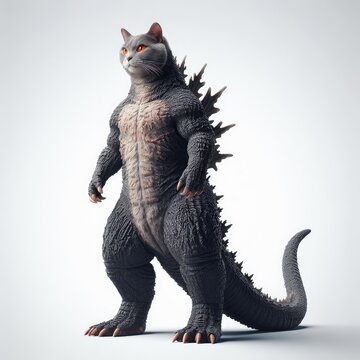 Catzilla animal monster on white
