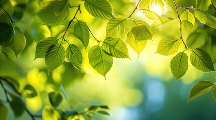 Green leaves on elm tree. Nature spring and summer background. - Powered by Adobe