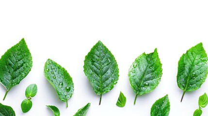 Obraz premium Green leaves on white background