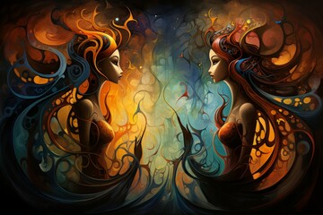 Obraz premium Enigmatic soul weavers - Generative AI