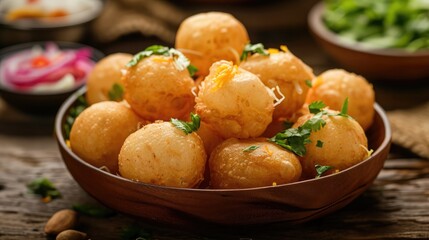 Fototapeta premium Panipuri or fuchka fhuchka or gupchup or golgappa or Pani ke Patake is a type of snack that originated in the Indian subcontinent