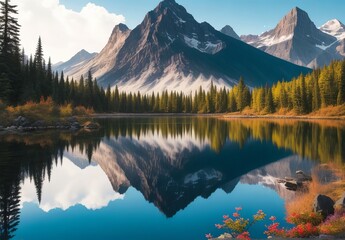 Obraz premium parks mountains reflection mountain decoration