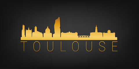 Obraz premium Toulouse, France Gold Skyline City Silhouette Vector. Golden Design Luxury Style Icon Symbols. Travel and Tourism Famous Buildings.