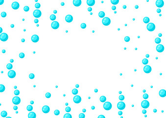 Background with turquoise bubbles. Abstract air balls in liquid.