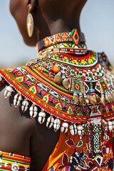 Naklejka premium Samburo woman with traditional style ornamentation details