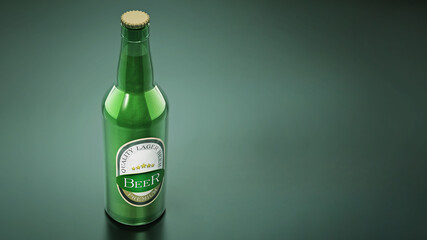 Generic beer bottle isolated on black background. 3D illustration