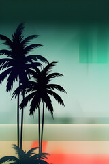 Palm tree silhouette, mysterious landscape