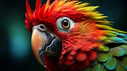 Obraz premium A beautiful parrot with a blue tail is sitting on a tree branch, AI generated images