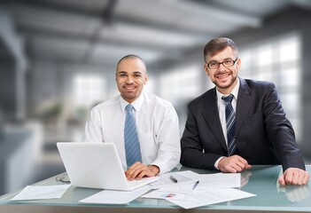 Professional business team in office discussing project