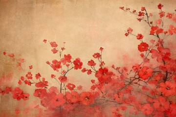 Textured background with numerous ethereal small flowers, Chinese floral painting style. Generative AI