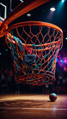 Obraz na płótnie Canvas Rendering of colorful basketball basket decorated