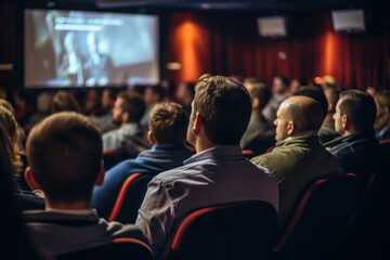 Fototapeta premium Audience Watching a Movie in a Theater.