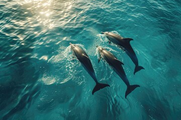 Obraz premium Elegance dolphins in the turquoise sea