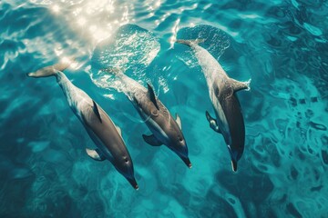 Obraz premium Elegance dolphins in the turquoise sea