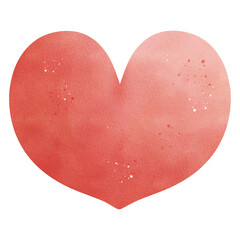 Watercolor Red Heart Illustration Isolated on Transparent Background